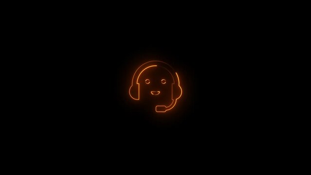 neon line Call center icon sign, Operator customer support symbol, Help center,icon animation concept