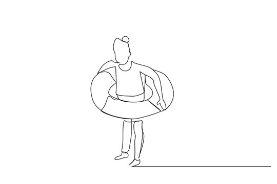 human person life belt preserver security one line art design vector