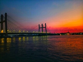 Obraz premium Golden Sunset and Nile River from Cairo in Egypt