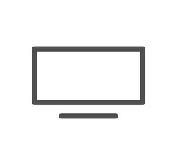 Monitor icon outline and linear vector.	
