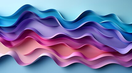 Obraz premium A vibrant geometric abstract background with a layered paper cut effect, color transitions from purple to blue to teal.