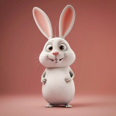 Fototapeta premium Amusing 3D Rabbit Character Illustration, Capturing the Playful and Whimsical Nature of This Lovable Digital Creation, Perfect for Easter Themed Promotions