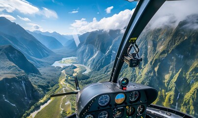 Helicopter View of Mountains and River