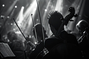 Fototapeta premium background of Philharmonic perfomance greyscale reals