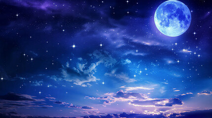 A night sky filled with full moon, game background, mobile game background, Illustration