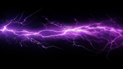 Purple lightning strikes during a powerful thunderstorm.