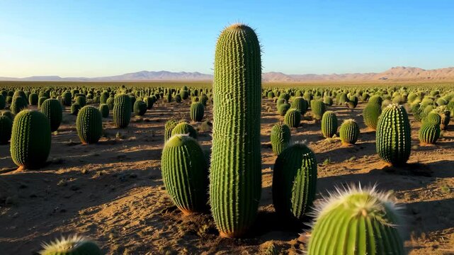 A field of cactus in the desert
