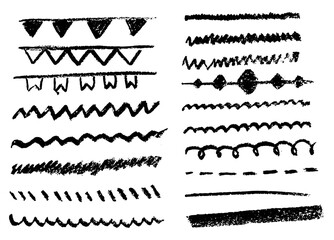 Obraz premium Doodles and elements with wax crayon texture. Design of vlazhkov for decoration with the texture of wax crayon. Decks and ribbons with the texture of wax crayon