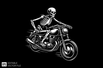 Skeleton riding motorcycle vector graphic design ideas