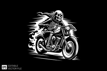 Skeleton riding motorcycle vector graphic design ideas