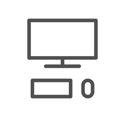 Monitor icon outline and linear vector.	
