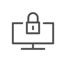 Monitor icon outline and linear vector.	
