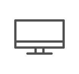 Monitor icon outline and linear vector.	
