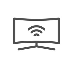 Monitor icon outline and linear vector.	
