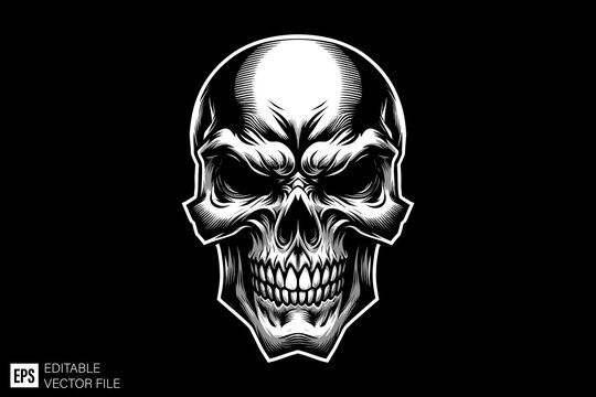 Scary skull head graphic vector design ideas