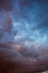 Obraz premium Blue sky after rain,. Beautiful Cumulus clouds flying across the sky,