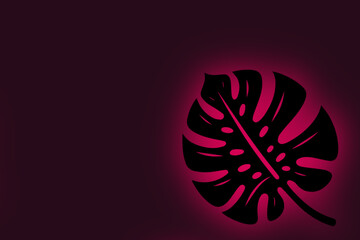 monstera leave outer glowing with dark background vector 