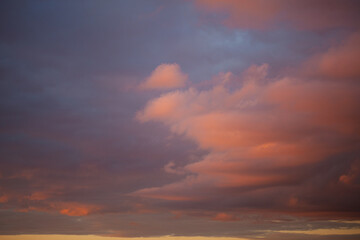 Blue sky after rain,. Beautiful Cumulus clouds flying across the sky,