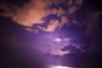 Obraz premium Blue sky after rain,. Beautiful Cumulus clouds flying across the sky,