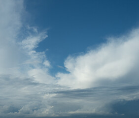 Blue sky. Beautiful Cumulus clouds flying across the sky,