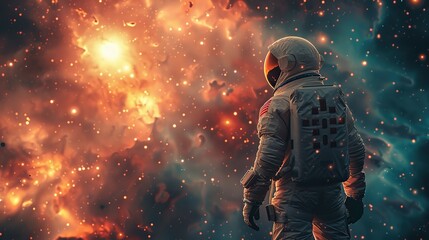 astronaut floating in space contemporary art collage.photo