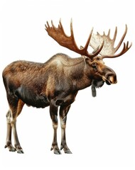 Obraz premium Majestic Moose Isolated on White Background