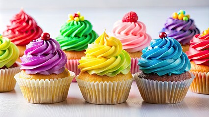 Clip art of colorful and delicious dessert cupcakes , cupcakes, clip art, colorful, delicious, sweet, bakery, treat