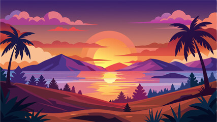sunset in the mountains