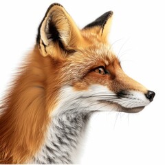 Portrait of a Red Fox in Profile with Detailed Fur and Amber Eyes