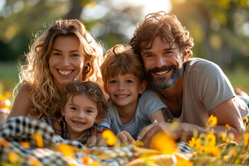 Fototapeta premium Golden Hour Family Picnic Bliss