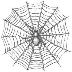 Detailed sketch of a large spider in the center of its web