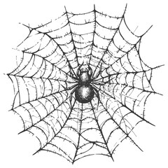 Obraz premium Detailed drawing of a spider sitting in the center of its web