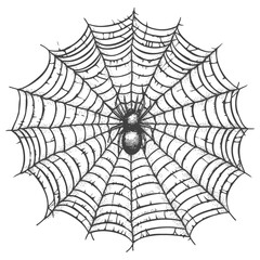 Detailed sketch of a spider sitting in the center of its web