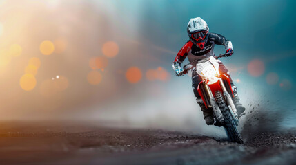 Motocross Rider Action Shot On Dirt Track