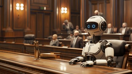 a boardroom meeting where a robot is giving a presentation to executives, symbolizing AI taking over high-level corporate jobs