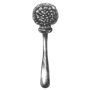 recommend clip art: Detailed sketch of a vintage toilet brush with a wooden handle