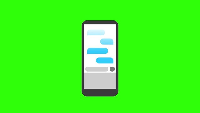 Smartphone chat animation on green background