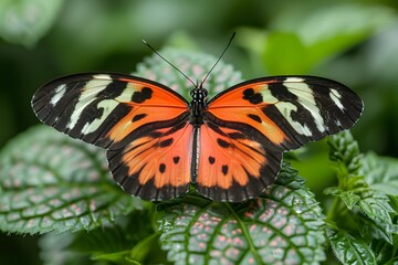 Vibrant Butterfly on Leaf Nature's Beauty Wildlife Photography Print, Home Decor