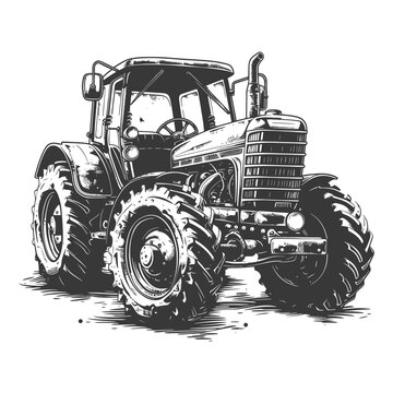 Detailed illustration of a heavy-duty farm tractor