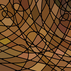 abstract vector stained-glass mosaic background - brown