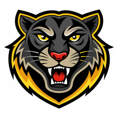 Fototapeta premium Aggressive Black Panther Logo – Minimalist and Dynamic Panther Icon for Professional Branding, Wildlife Conservation, Sports Teams, and Premium Fashion Labels with Bold and Powerful Design