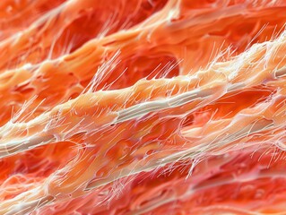 Abstract Orange and White Intertwined Texture with Abstract Hairlike Features.
