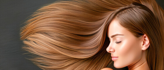 Obraz premium Beautiful Woman With Long Flowing Hair