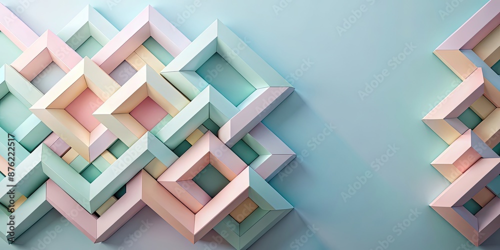 Canvas Prints Interlocking geometric shapes in pastel hues creating a serene background , abstract, colorful, pattern, design