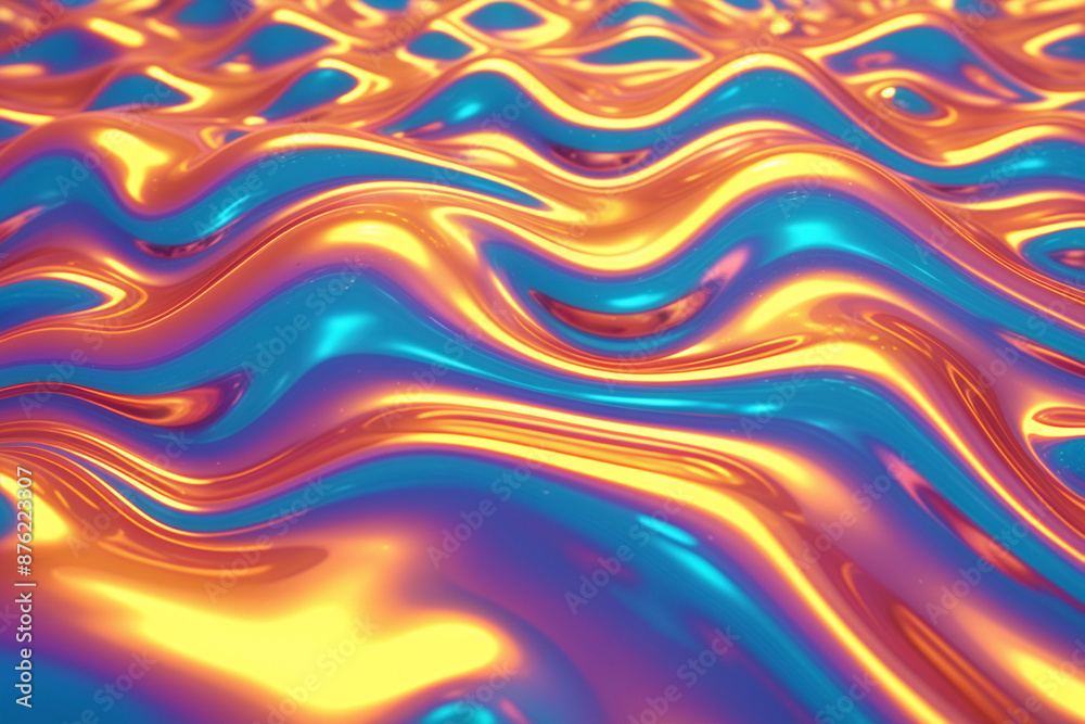 Sticker abstract color liquid background holographic surface reflection background