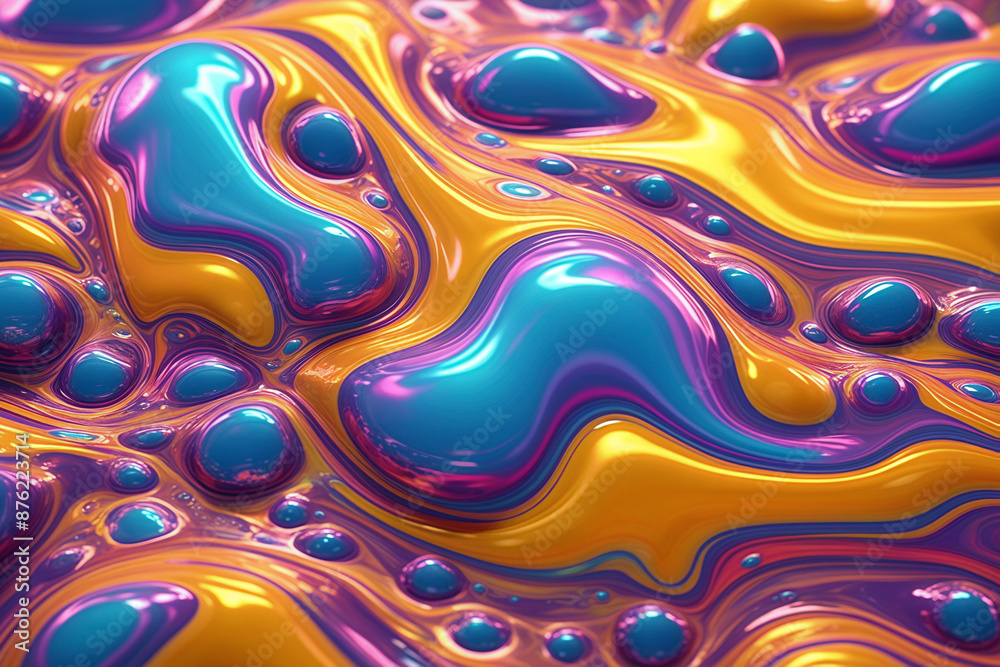 Sticker abstract color liquid background holographic surface reflection background
