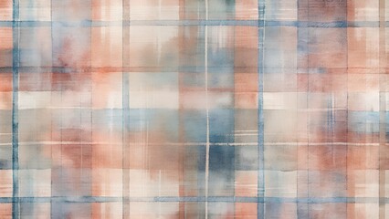Fototapeta premium Seamless grid pattern in muted tones on fabric. Perfect for textiles, fashion, and interior decor