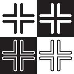 Resize cross icon illustration isolated on white and black background. EPS 10