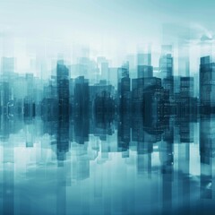 Obraz premium Abstract Vector Illustration, Futuristic blue Urban city in clouds,Landscape with Advanced Smart City Technology, Graphic Resources, Wallpapers, Websites, banner design, Advertising, web, background 