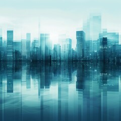 Obraz premium Abstract Vector Illustration, Futuristic blue Urban city in clouds,Landscape with Advanced Smart City Technology, Graphic Resources, Wallpapers, Websites, banner design, Advertising, web, background 